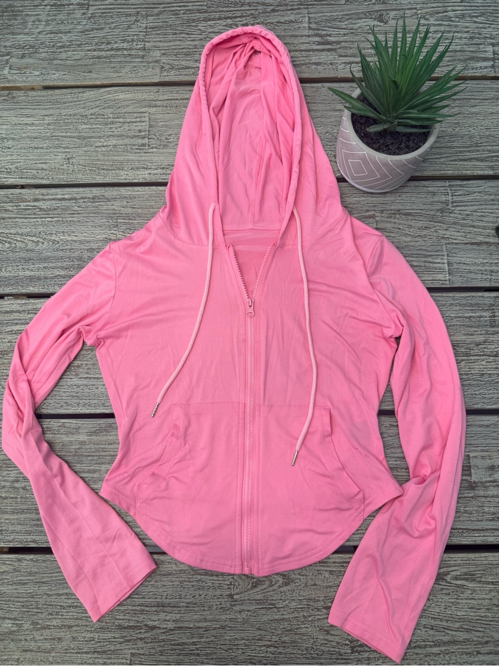 Like New Pink Stretchy Women's Zip-Up Hoodie, Sz Large